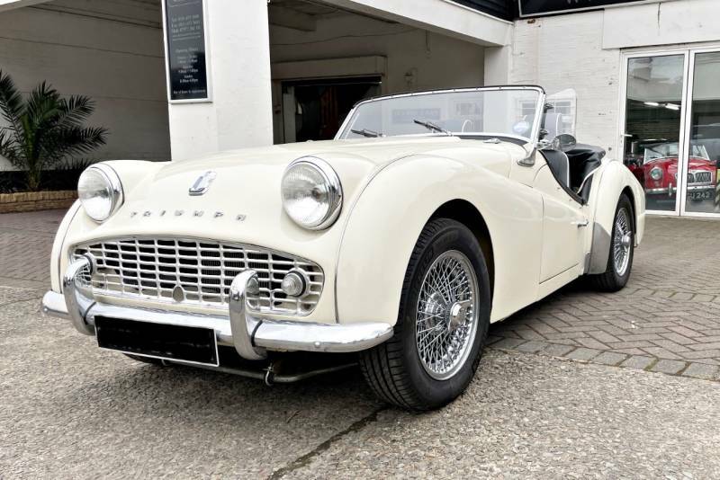 Triumph TR3 Tr3. Racetorations Upgrades - 1957 WNX525 White
