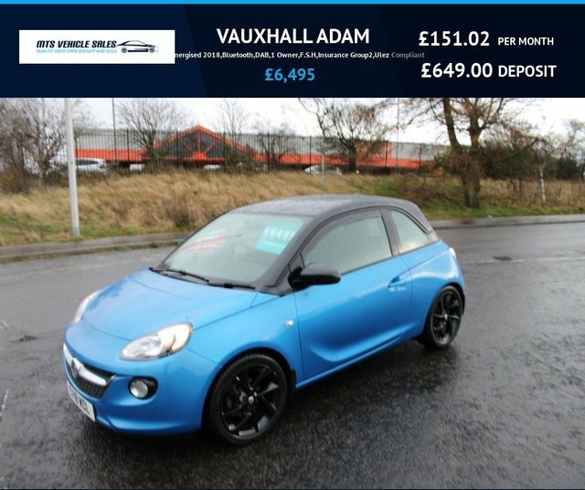Vauxhall Adam 2018 1.2I Energised 2018,Bluetooth,dab,1 Owner,f.s Blue
