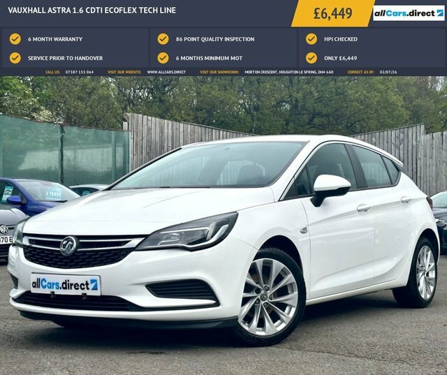 Vauxhall Astra 1.6 Cdti Ecoflex Tech Line White
