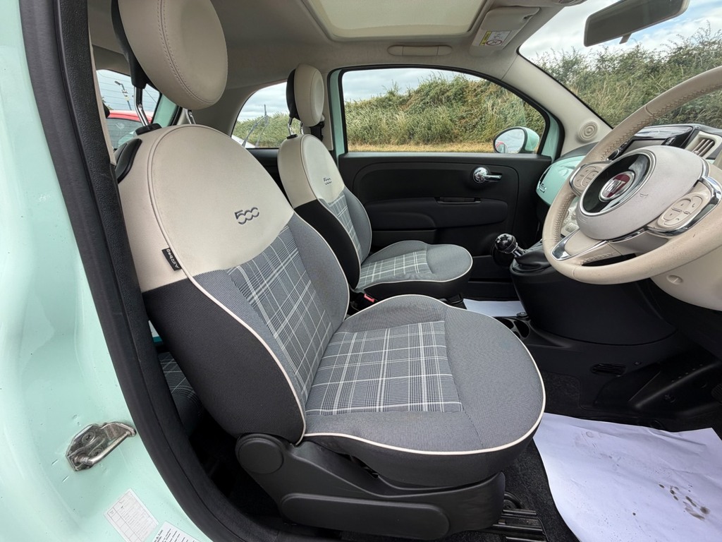 Fiat 500 1.2 Lounge Full Clear Mot, Pan Roof, Parking S Green #5