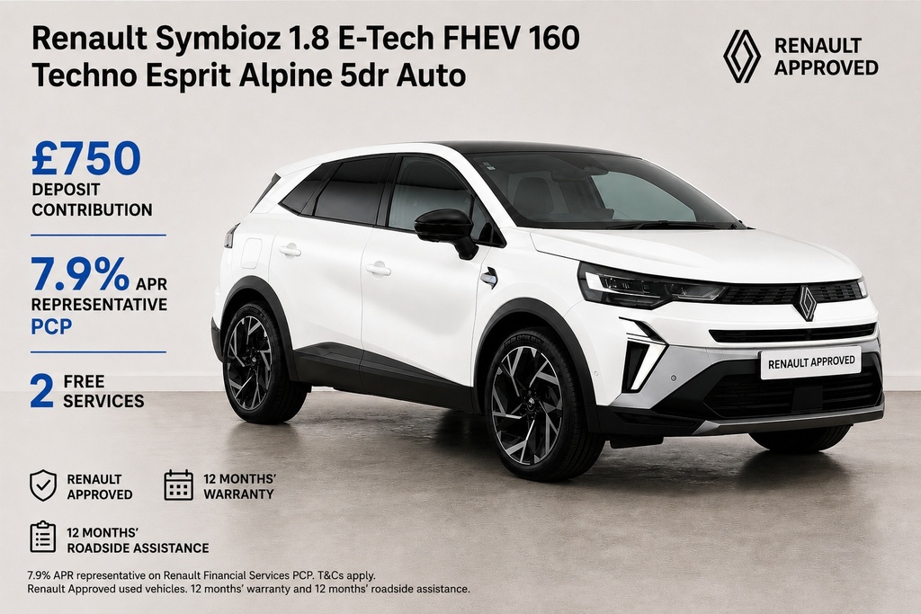 Renault Symbioz 1.8 E-tech Fhev 160 Techno Esprit Alpine White