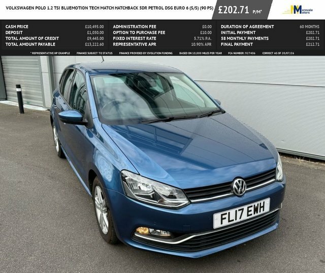 Volkswagen Polo 1.2 Tsi Bluemotion Tech Match Hatchback FL17EWH Blue #2