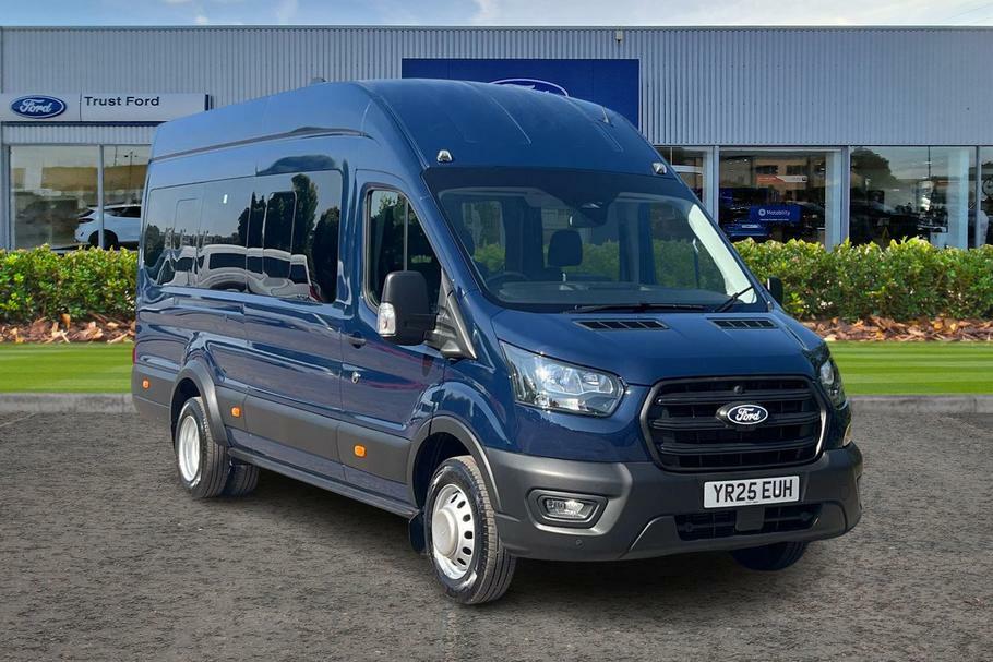 Ford Transit Custom 460 Leader L4 H3 Elwb High Roof 17 Seat Minibus Rw Blue
