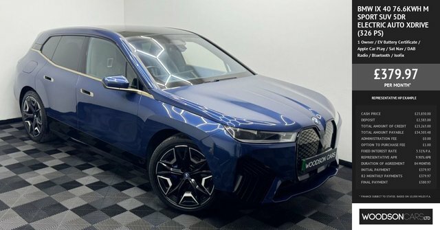 BMW iX 2022 40 76.6Kwh M Sport Suv Xdri PJ22PBV Blue #3