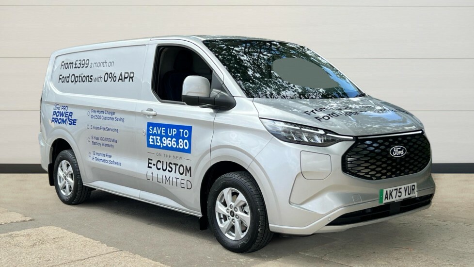 Ford Transit Custom Ford E-transit Custom 320 L1 E 100Kw 65Kwh H1 Van AK75YUR Silver