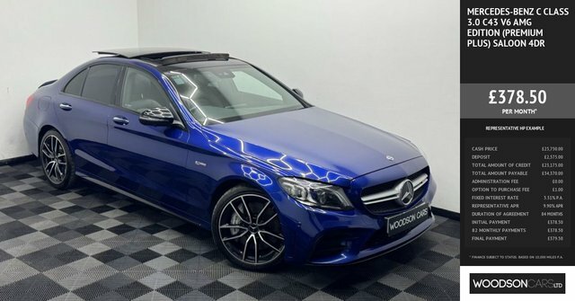 Mercedes-Benz C Class 2021 3.0 C43 V6 Amg Edition Premium Plus Saloon Blue #3